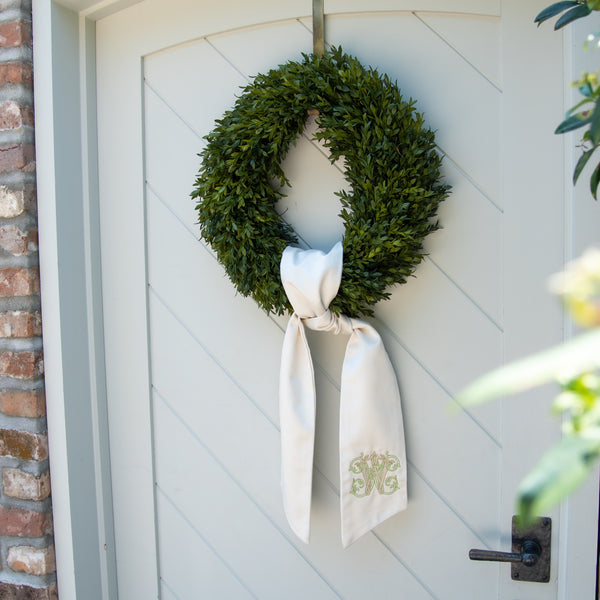 Monogrammed Seersucker Wreath Sash, Custom Spring Wreath Sash