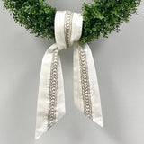 Wreath Sash Made with Fortuny Piumette Fabric