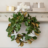 Elegant Magnolia Wreath with Three Acrylic Dove Ornaments