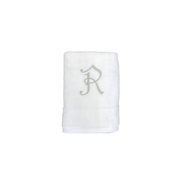 Hand Towel White and Blue Monogram