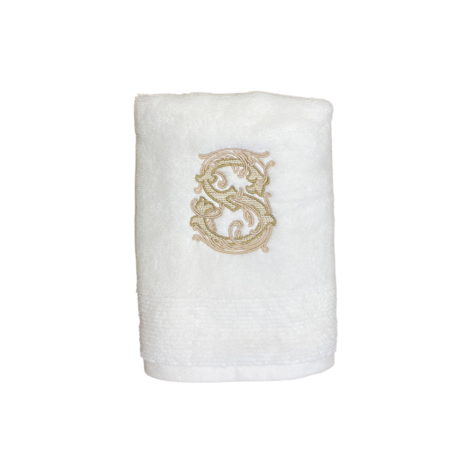 Powder Room Monogrammed Hand Towels Design Ideas