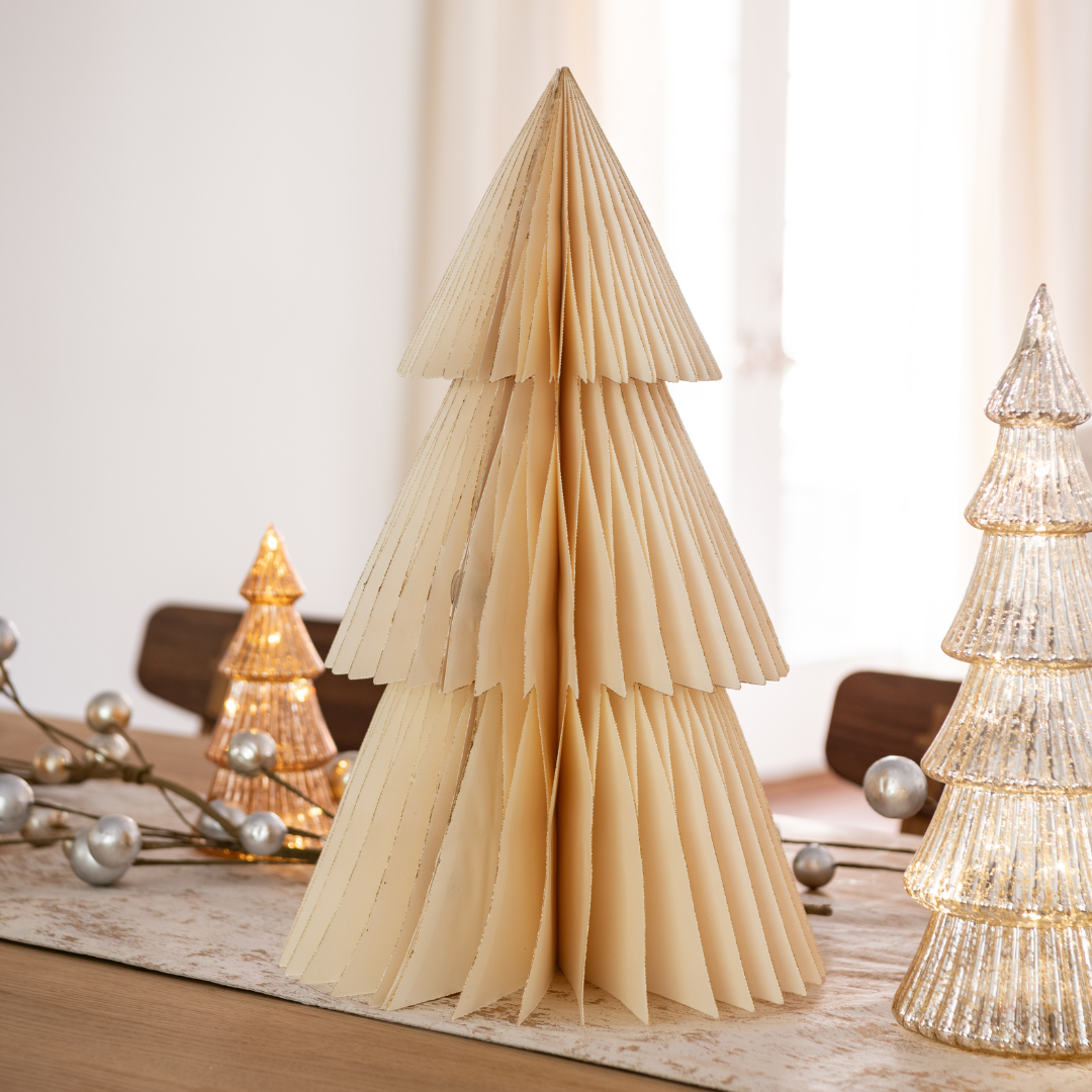 Ivory Paper Christmas Tree  —  18"