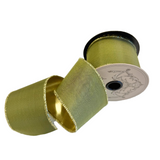 Green Taffeta 2.5"  Ribbon with Gold Back