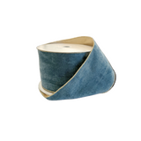 Peacock Blue Velvet Ribbon with Gold Back