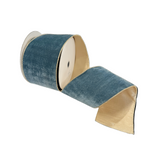 Peacock Blue Velvet Ribbon with Gold Back