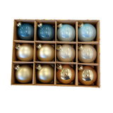 Glass Ball Ornament Set - Peacock Blue 12 Pack