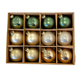 Glass Ball Ornament Set - Green 12 Pack