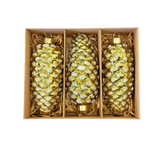 Pinecone Glass Ornament Set - Gold