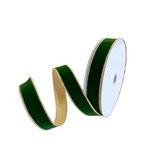 Evergreen Suede and Gold Ribbon 1"
