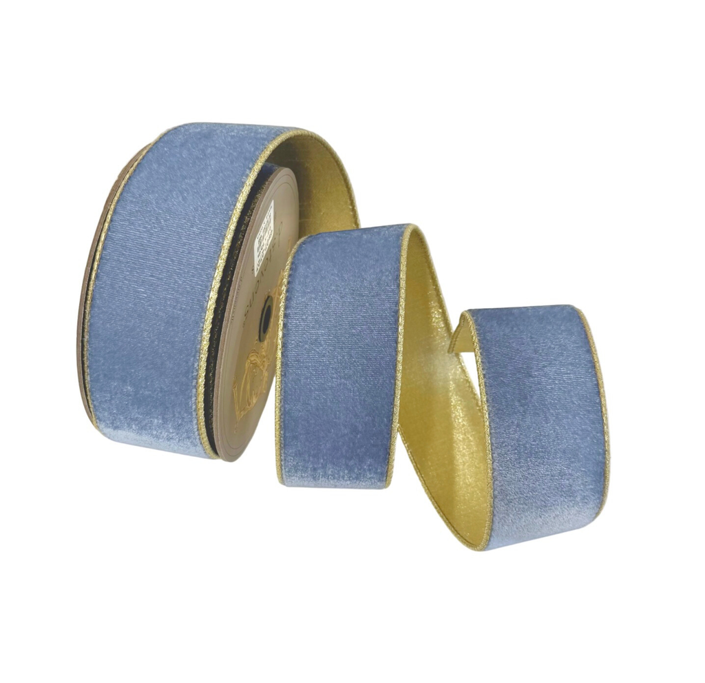 Blue Grey Velvet Ribbon – Fig & Dove