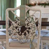 Celadon Dupioni Ribbon with Glitter Snowflakes – 2.5”