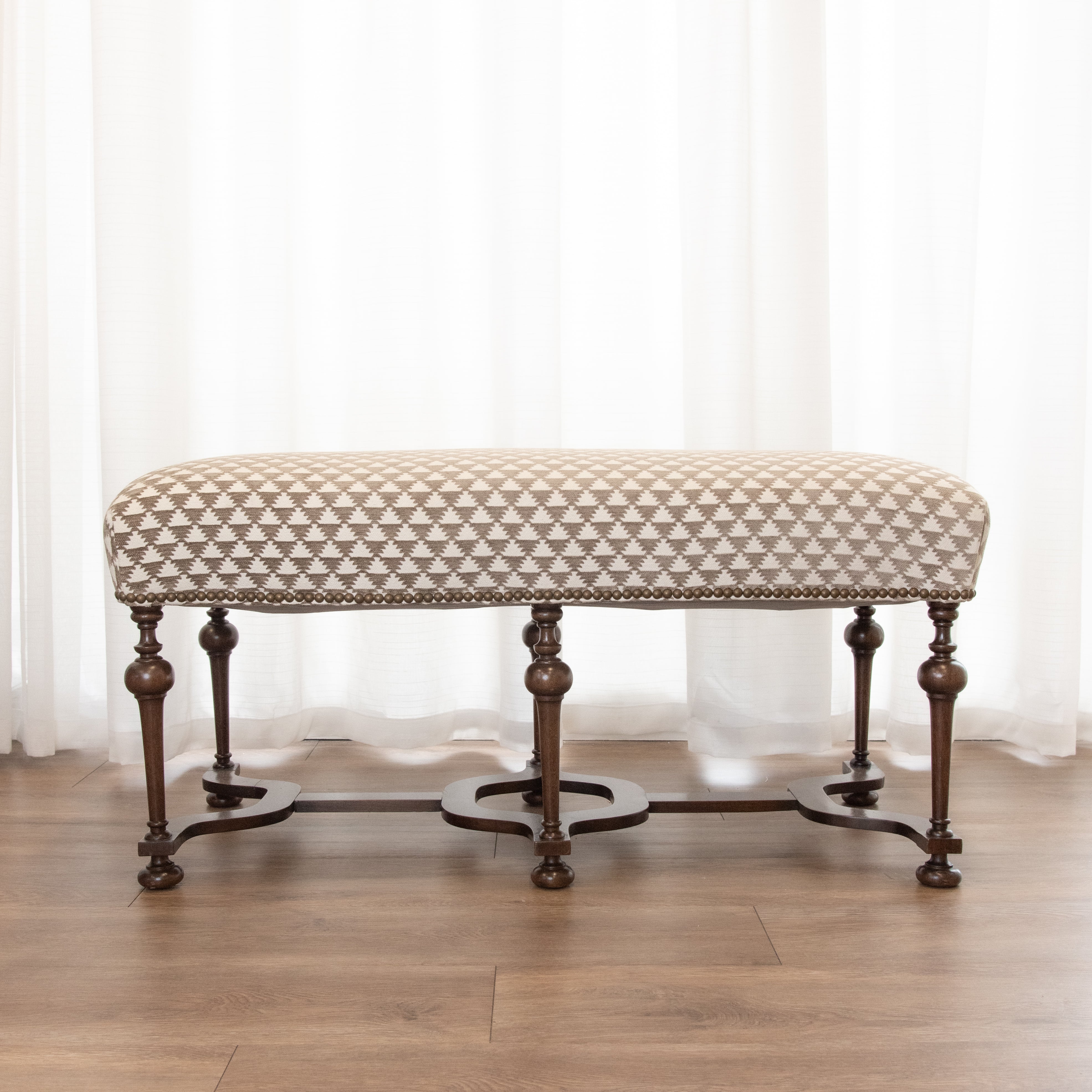 Antique Upholstered Bench – Fig Dove