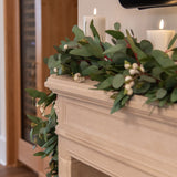 Deluxe Eucalyptus White Berry 9' Garland