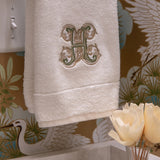 Monogrammed White Cotton Bath and Hand Towels