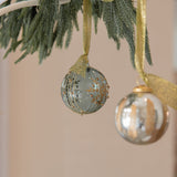 Blue Snowflake Glass Ornament Set