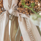 Wreath Sash Made with Fortuny Piumette Fabric