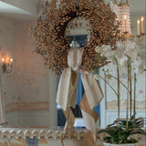 Wreath Sash Made with Fortuny Piumette Fabric