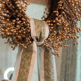 Wreath Sash Made with Fortuny Farnese Frieze Fabric