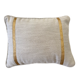 Grey Velvet Pillow with Gold Trim