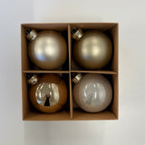 Glass Ball Ornament Set - Gold 4 Pack
