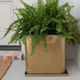 Kew Aged Brass Regency Outdoor Square Planter