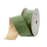 Sage Velvet Ribbon with Gold Back