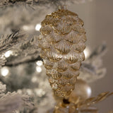 Gold Pinecone Ornament Set