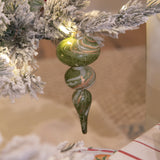 Water-Color Glass Finial Ornament - Green and Gold