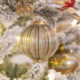 Ribbed Glass Ball Ornament - 4 inches