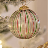 Ribbed Glass Ball Ornament - 4 inches