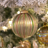 Ribbed Glass Ball Ornament - 4 inches
