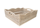 Scallop Rattan Woven Rectangular Basket