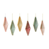 Set of 6 Rhombus Glass Ornaments