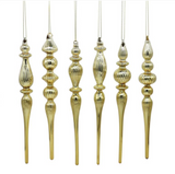 Gold Glass Finial Ornament - Set of 4