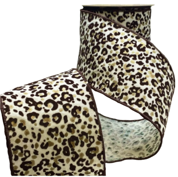 Linen Leopard Print Ribbon - 4