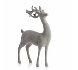 Flocked Standing Deer - Grey