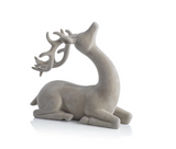 Flocked Sitting Deer - Cream
