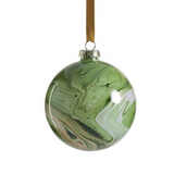 Water-Color Glass Ball Ornament - Green and Gold