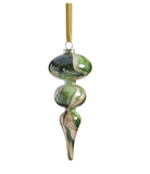 Water-Color Glass Finial Ornament - Green and Gold