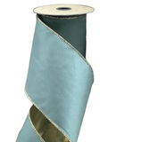 Peacock Blue Taffeta Ribbon with Gold Back