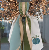 Celadon Suede and Gold Ribbon