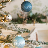 Glass Ball Ornament Set - Peacock Blue 12 Pack