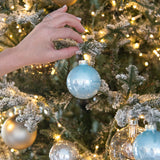 Glass Ball Ornament Set - Peacock Blue 12 Pack