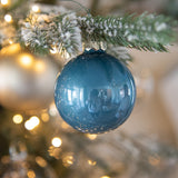 Glass Ball Ornament Set - Peacock Blue 12 Pack