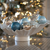 Glass Ball Ornament Set - Peacock Blue 12 Pack