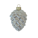 Pinecone Glass Ornament Set - Silver