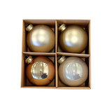 Glass Ball Ornament Set - Gold 4 Pack