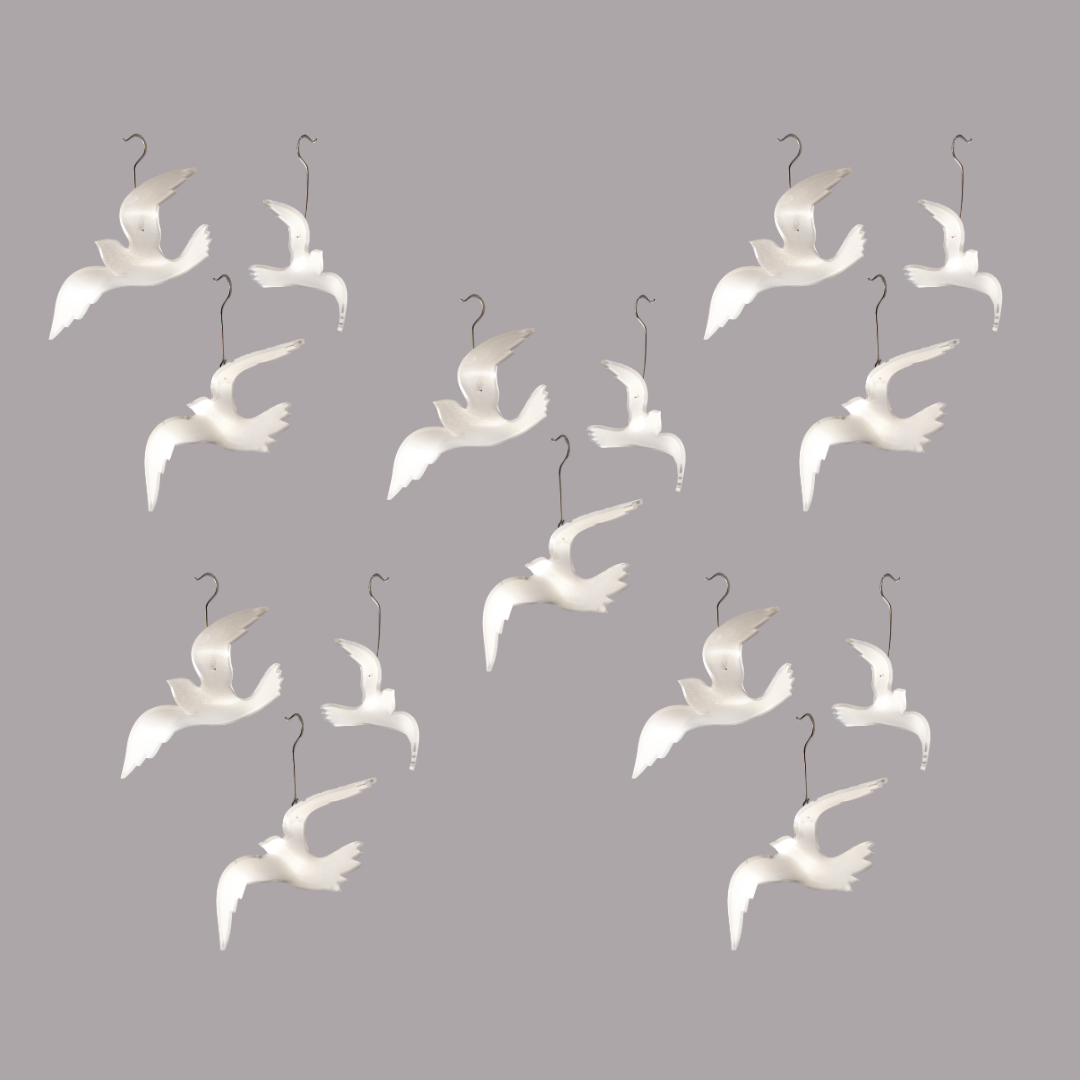 Set of 15 Small Dove Christmas Ornaments