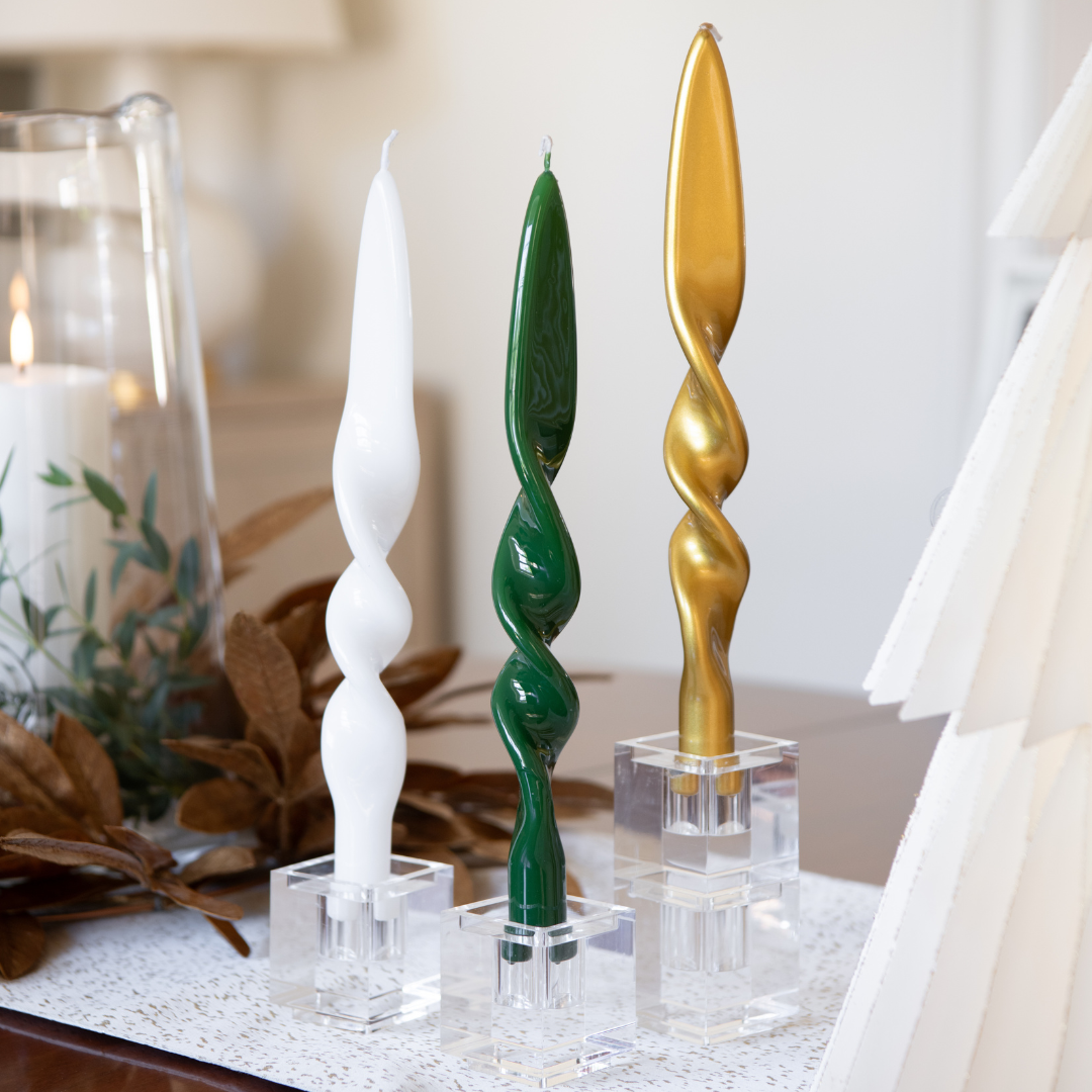 Lacquered Twist Taper Candle (Set of 2) – Fig & Dove