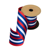 Red, White + Blue Grosgrain Striped Ribbon - 4"